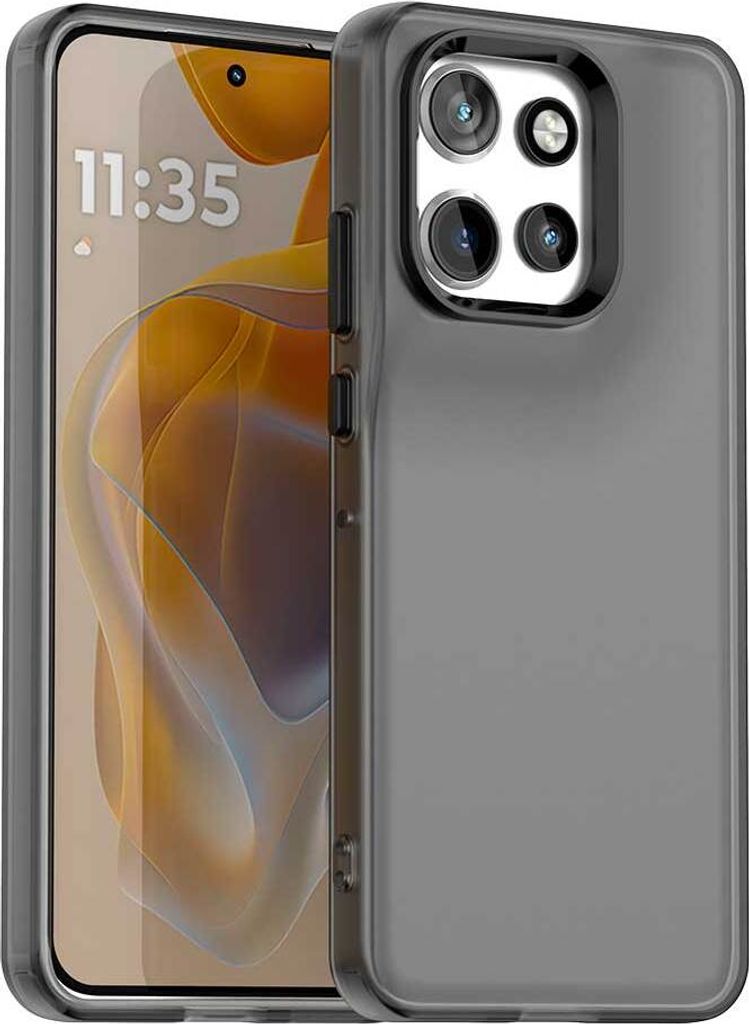 Handyhülle für Motorola Edge 50 Neo/Moto S50 Schlank Durchscheinend Matt Stoßfest Schutzhülle Schwarz