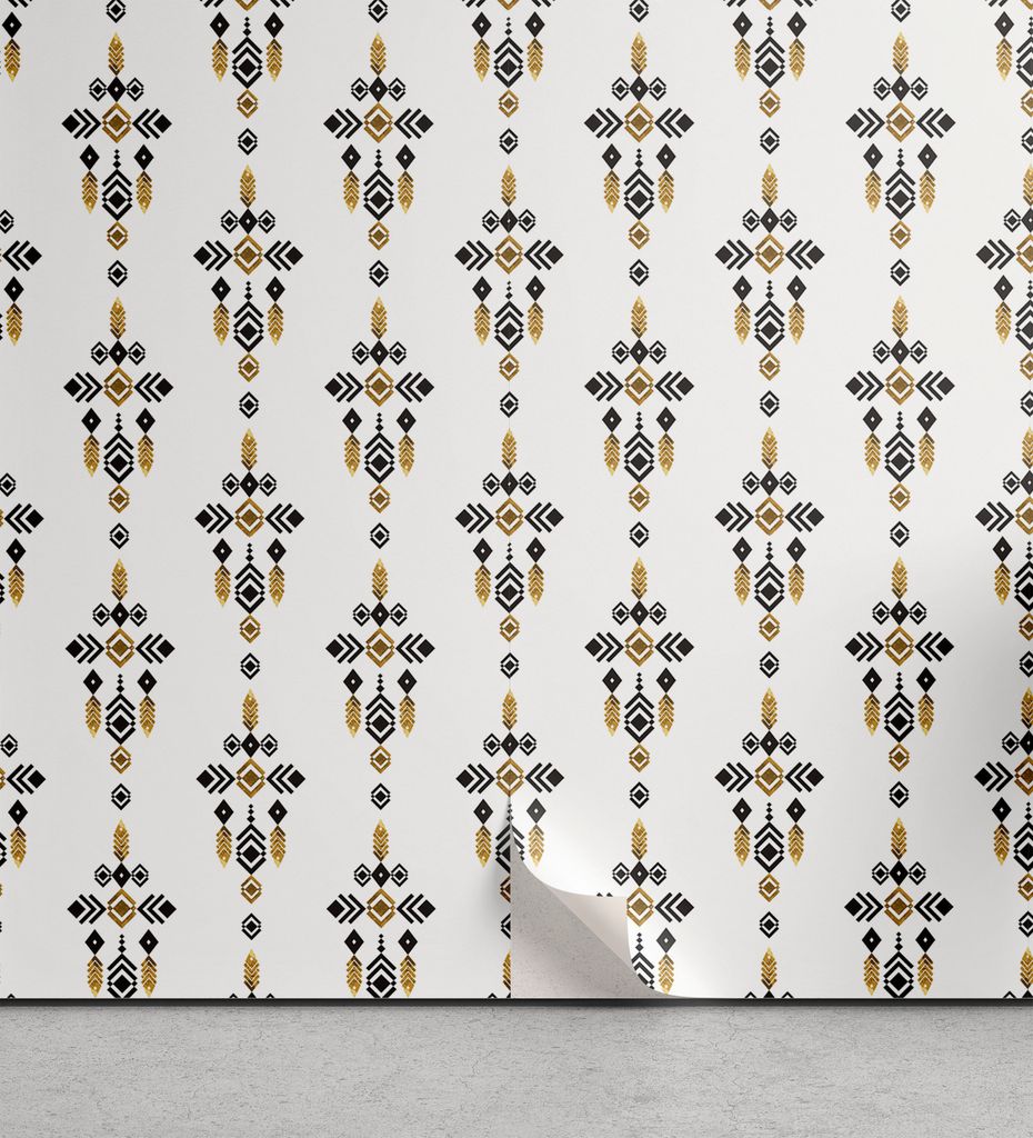 ABAKUHAUS Stammes abziehbare & klebbare Tapete für Zuhause, Geometrische Aztec Kunst, selbstklebendes Wohnzimmer Küchenakzent, 33 cm x 250 cm, Be...