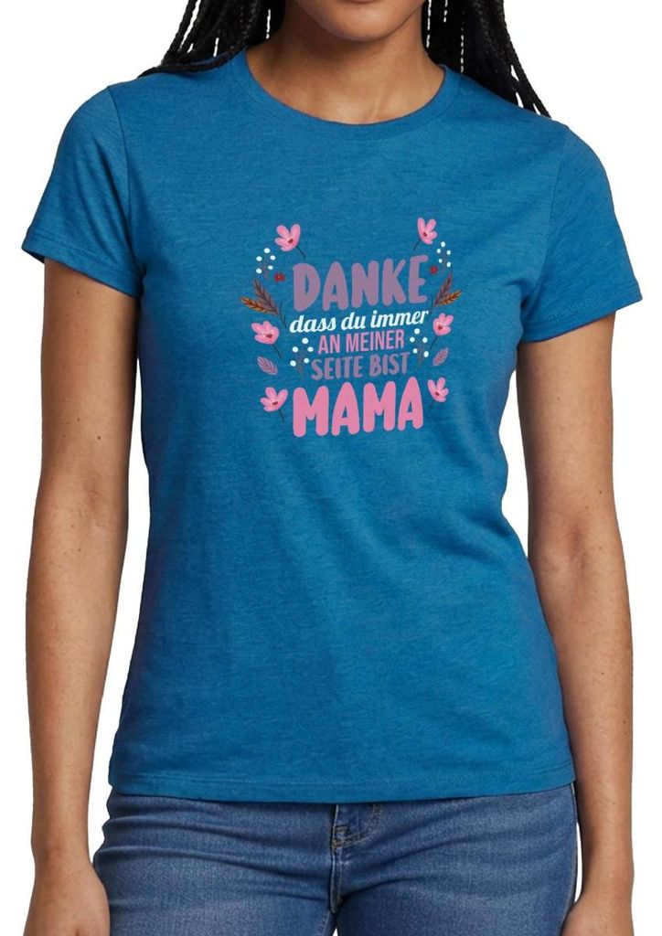 Spreadshirt Danke Mama Frauen T-Shirt, XL, Antikblaues Saphir meliert
