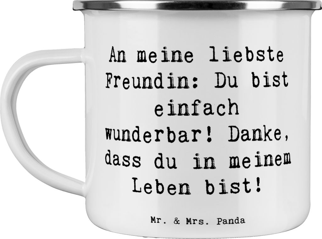 Mr. & Mrs. Panda Teetasse Spruch Liebste Freundin - Weiß - Geschenk, Danke sagen, Teebecher, Zuneigung, Pott, Emaille Becher, Besonderer Moment, T...
