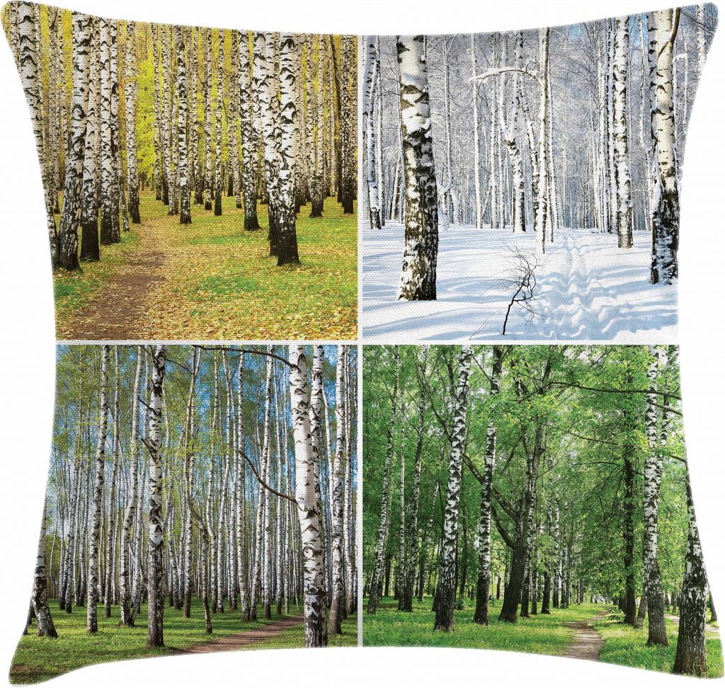 ABAKUHAUS Wald Kissenbezug, Fall-Winter-Birke, Wasser und Schmutz resistent Stoff Digital Druck Für den Innen oder Außen Bereich, 45 x 45 cm, Gr...