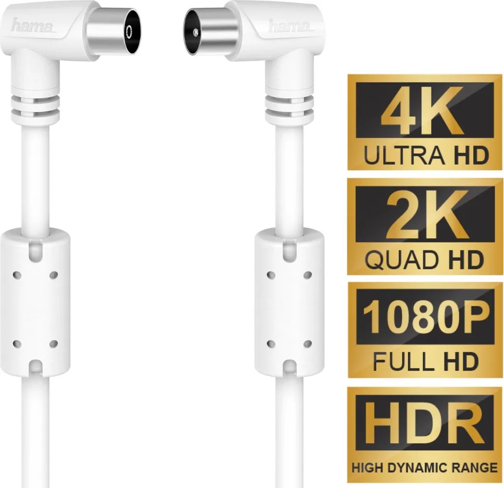 Hama Cavo Antenna 10m 90dB - Connettore a 90° | Segnale TV senza Interferenze