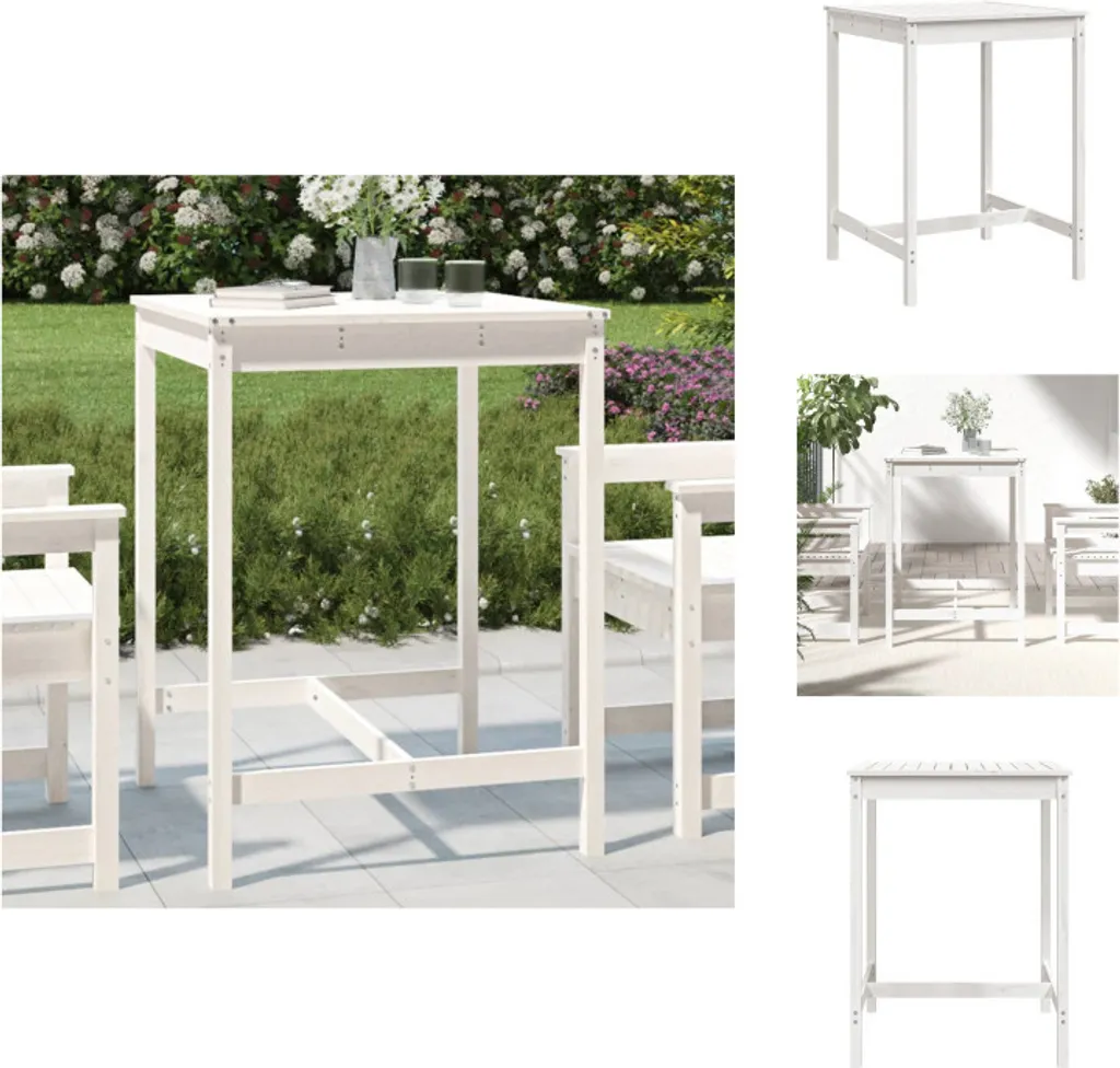 Tavolo Alto da Aperitivo Bianco 82x82x110 cm Legno Pino vidaXL