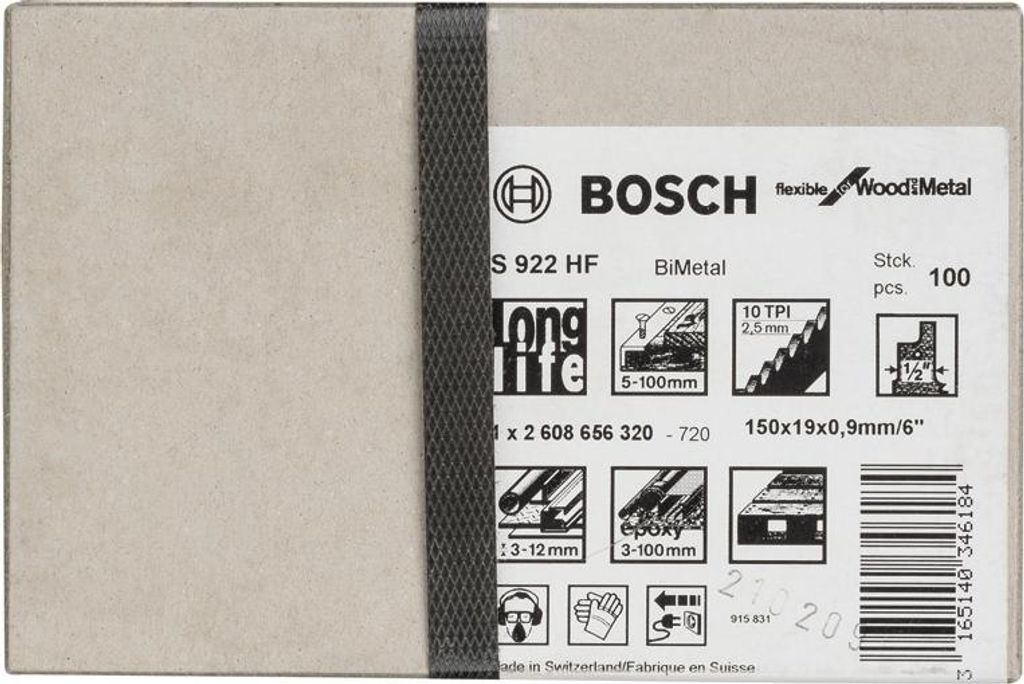Säbelsägeblatt S 922 HF, Flexible for Wood and Metal, 100er-Pack, 150 mm