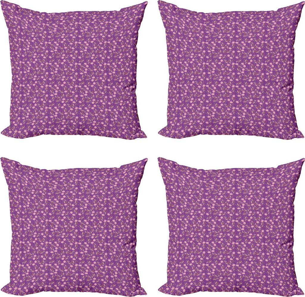 ABAKUHAUS Blumen Kissenbezug Set (4 Stück), Romantisches Muster Natur, Moderner Doppelseitiger Digitaldruck, 60 cm x 60 cm, Pale Pink Marigold