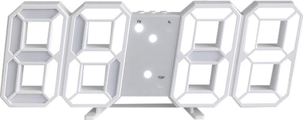 Intelligenter 3D-Digitalwecker, digitale Wanduhr, LED-LED-Elektronik-Wecker, Geschenkidee,white