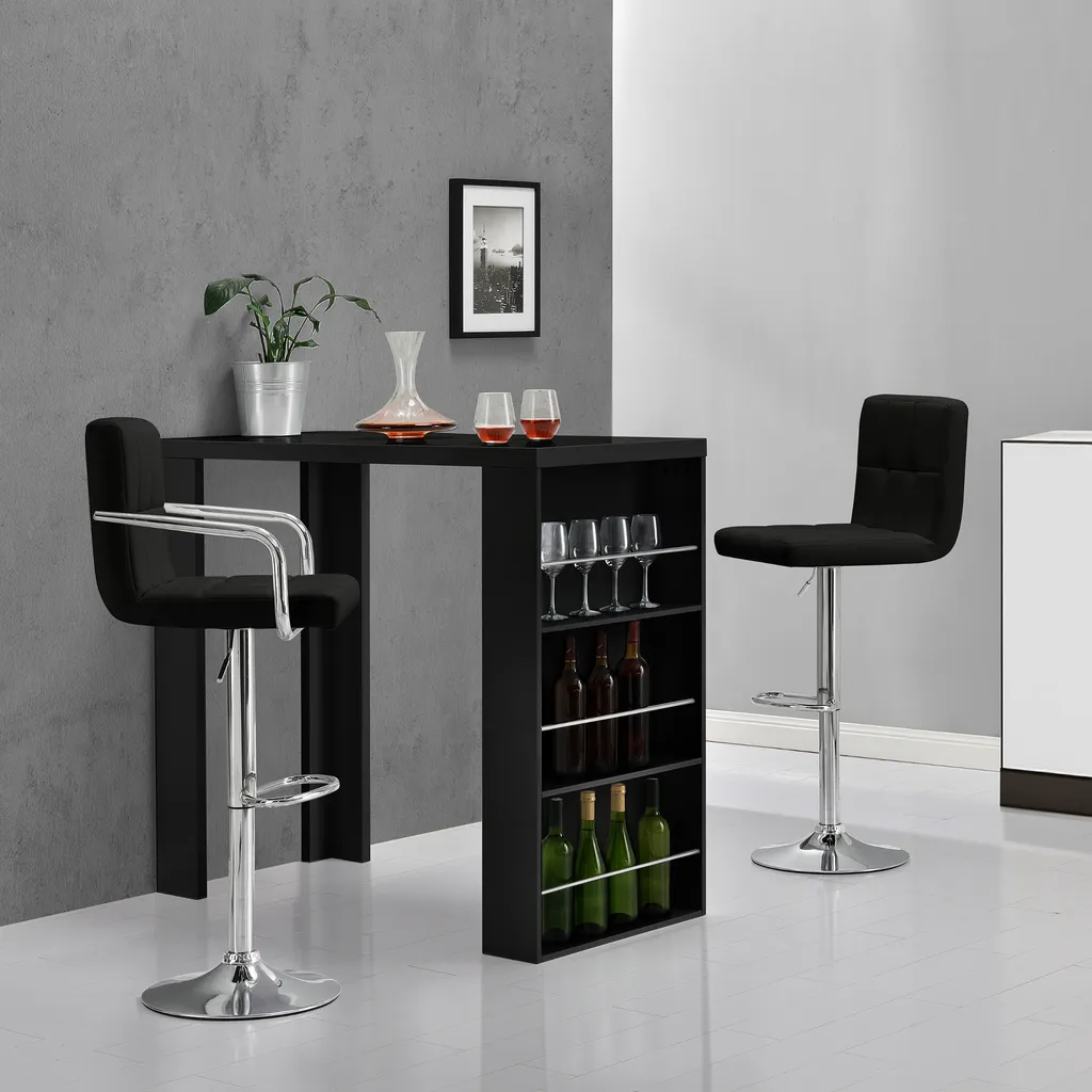Comptoir de Bar Noir Mat Résistant - Table Haute Design avec Large Plateau - 4