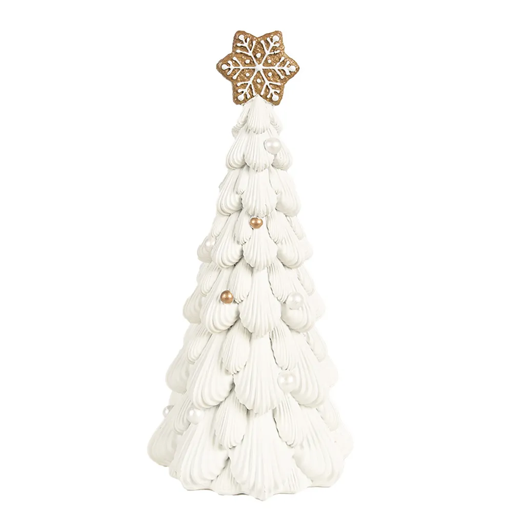 Petit Sapin de Noël Blanc Design en Polyrésine Haute Qualité Ø 13x26 cm