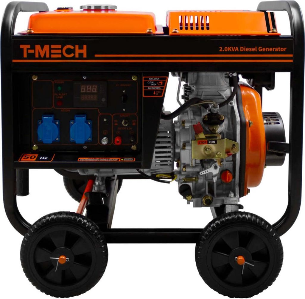 2kVA Diesel Stromerzeuger Offen Generator Stromaggregat Notstromaggregat 230V 3.8kW 5 in 1 Digitale Anzeige Einphasig Manuell WS GS Ausgang Pulverb...