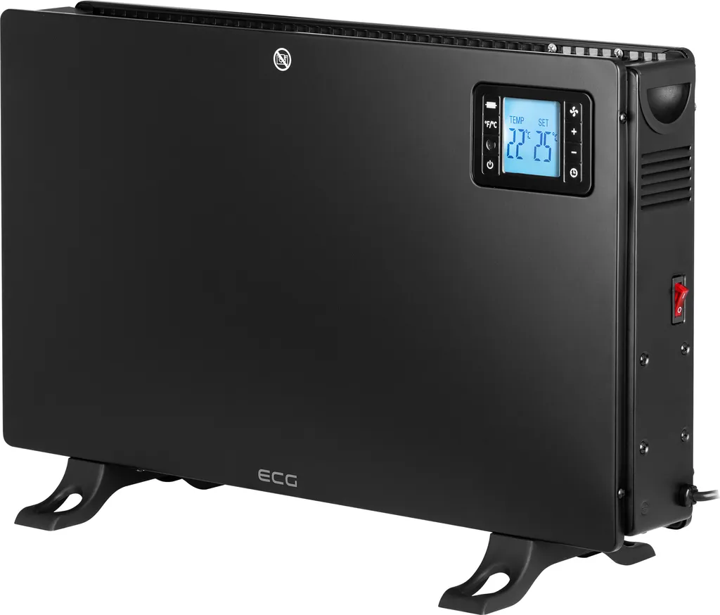 ECG TK 2080 DR Black | Convettore 2kW con Ventola Turbo e Sicurezza