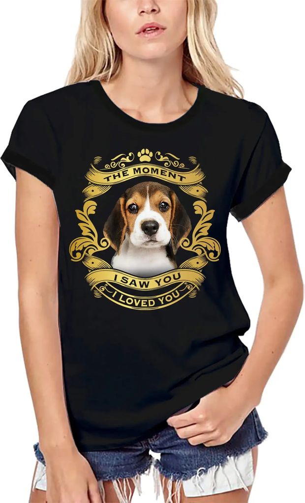 Damen Grafik T-Shirt aus Biobaumwolle Beagle-Hund - Moment in dem ich dich sah liebte ich dich Welpe – Beagle Dog - Moment I Saw You I Loved You ...