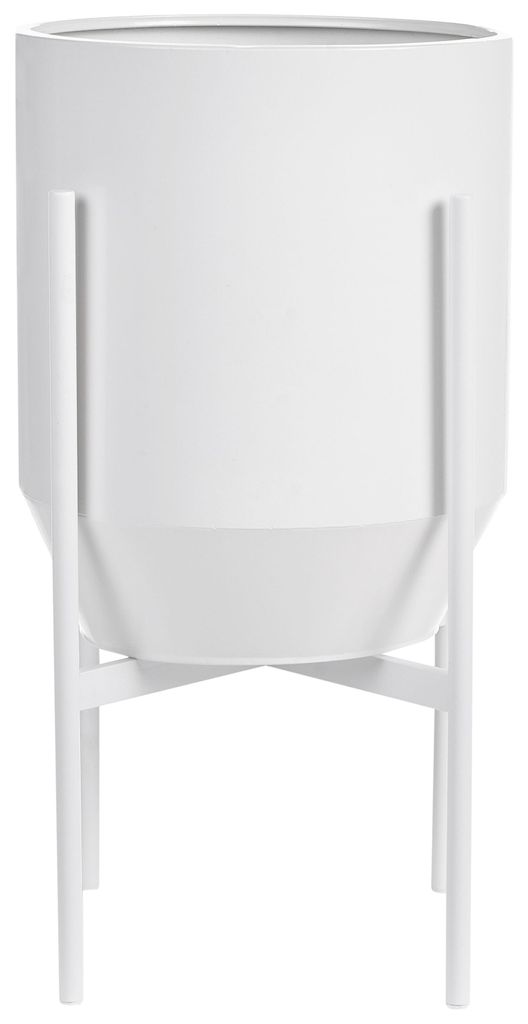 BELIANI Blumentopfständer Weiß Metall 62 cm Hoch Rund 33 cm auf Beinen mit Topf Modern Blumenständer für Innenbereich