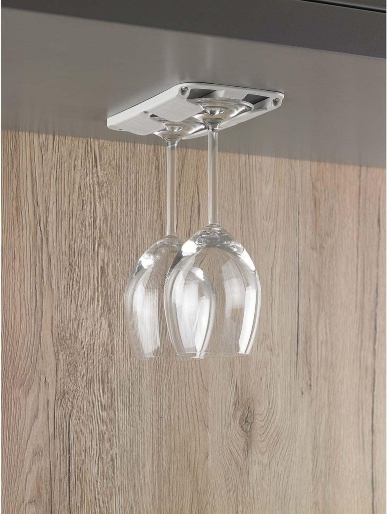 Platzsparender Gläserhalter mit Fuß, 2 Stück, klapperfreier Transport, 183x100 mm, für Gläser bis 78 mm Ø, Wohnmobil, Caravan & Boot