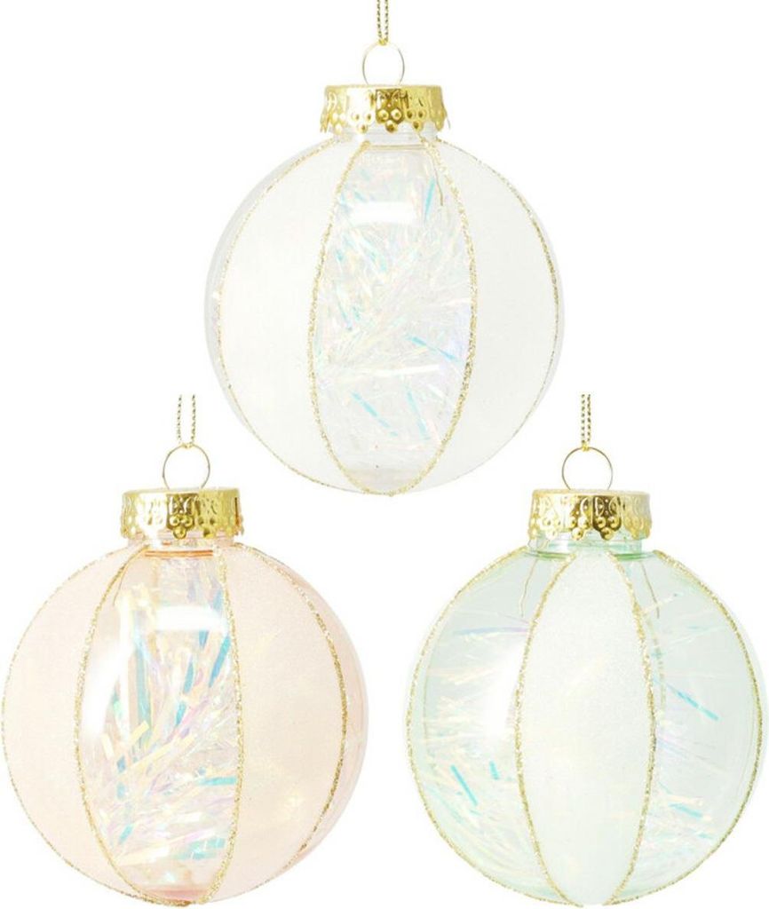 H&S Decoration | Christbaumkugeln - Weihnachtskugeln - 12er Set - im 3-Farben-Set - 8 cm - Glitter