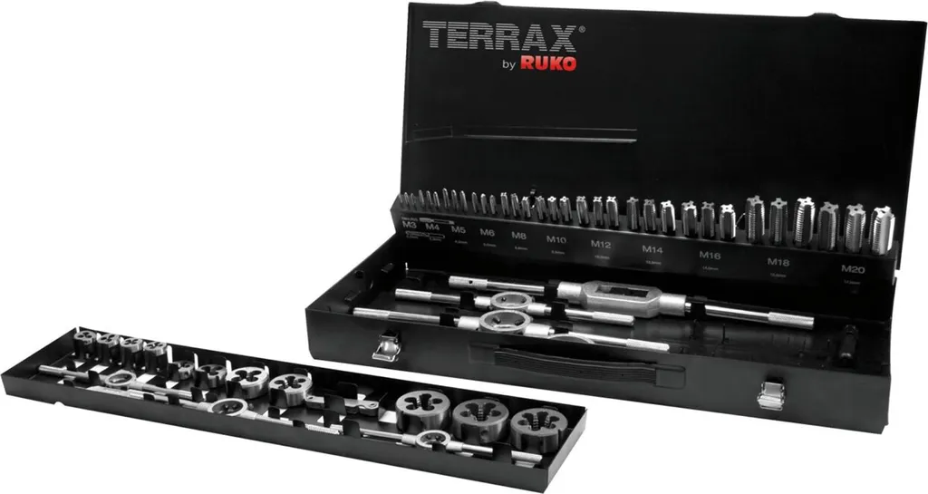RUKO Jeu de 54 Outils de Taraudage HSS - Coffret de Filetage Complet - 3