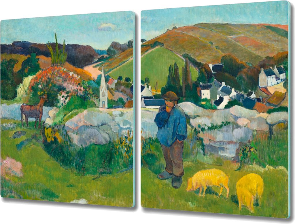 Coloray Küchenbrett Kochplattenabdeckung Hackbrett Schneidebrett Herdabdeckplatte 2x40x52 cm - Schweinehirt Gauguin