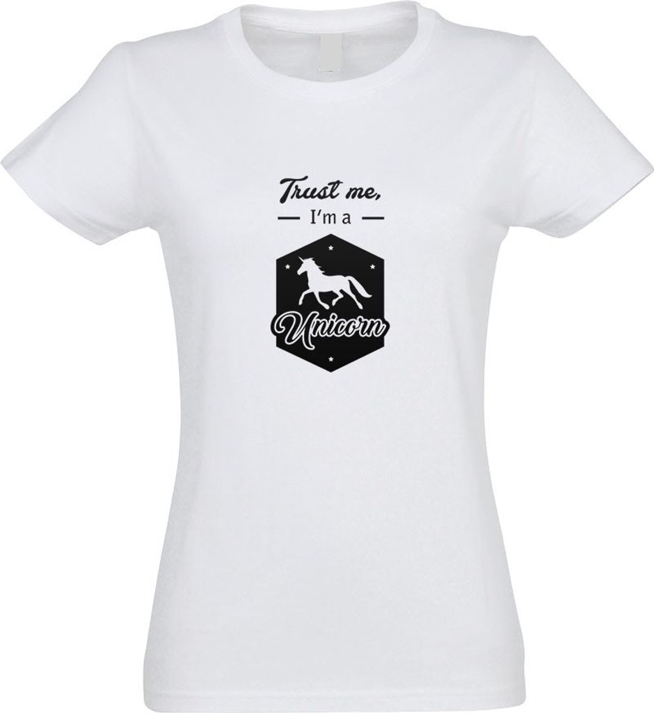 Kiwistar - T-Shirt tailliert - Damen - Weiss - Trust me, im a Unicorn - mit Motiv Bedruckt - Funshirt Design - Sport - Freizeit - Damen - XL