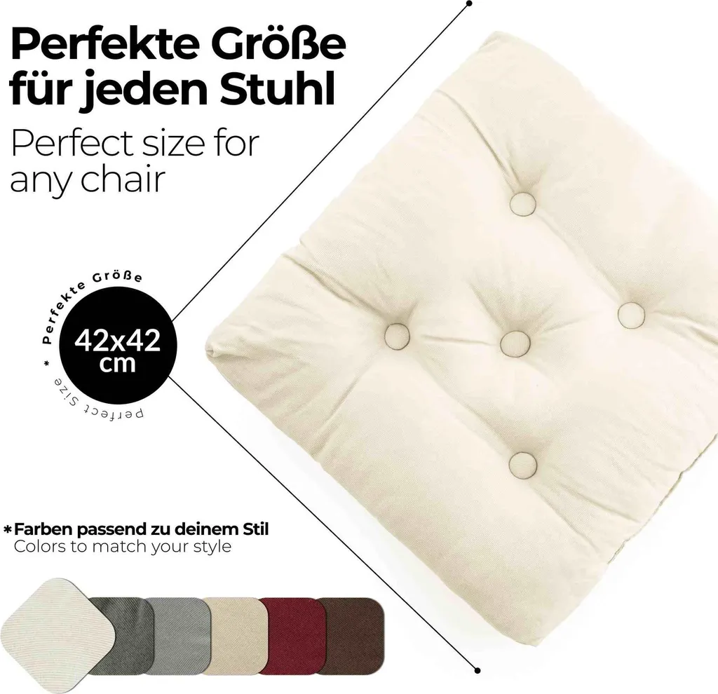 Coussin de chaise Confortable 42x42 Crème - Fini les Assises Dures Set 4