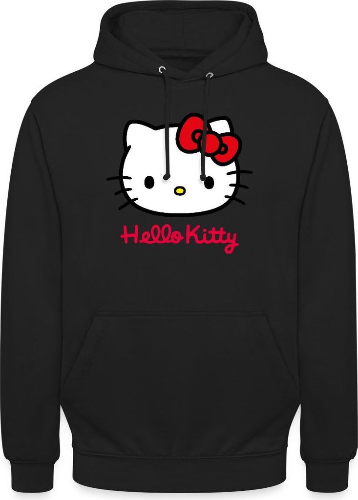Spreadshirt Hello Kitty Klassisch Mit Schriftzug Uni Hoodie, S, Schwarz