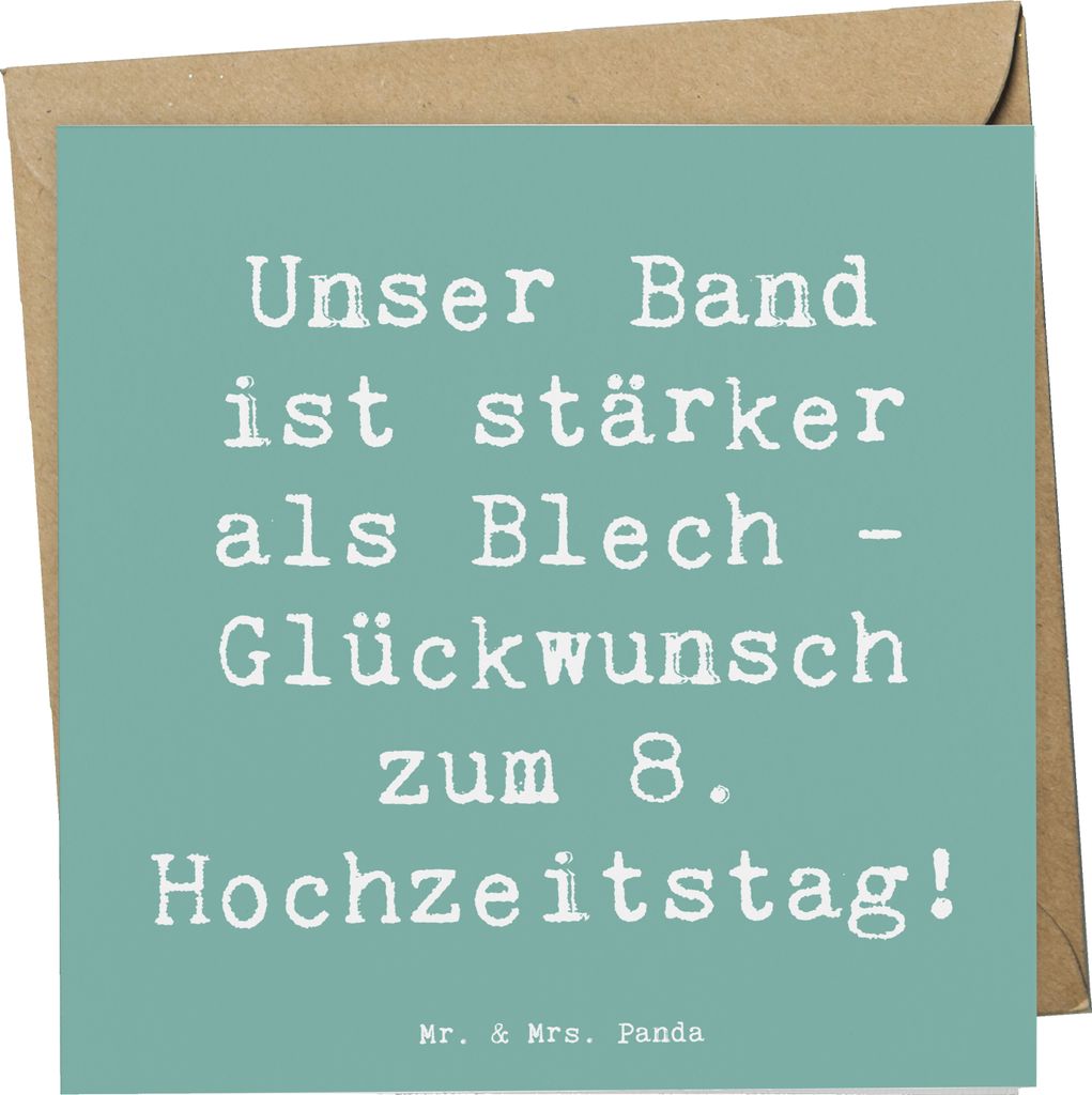 Mr. & Mrs. Panda Klappkarte Spruch 8. Hochzeitstag Blechhochzeit - Meeresbrise - Geschenk, Geschenke, faltkarte, 8 Jahre Ehe, Glückwunsch zum, Gru...