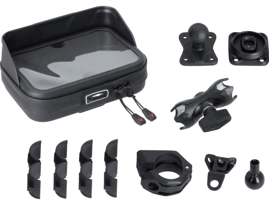 SW-Motech Universal Navi-Kit mit Navi Case - Inkl. 2" Klemmarm. Für Lenker/ Spiegelgewinde.
