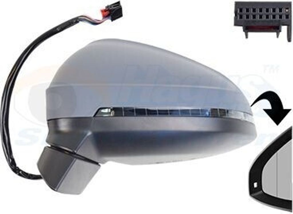 VAN WEZEL 0346825 Außenspiegel Seitenspiegel Links für AUDI A4 B9 Avant (8W5, 8WD) Asphärisch mit Memory für mit Abblendung vorbereitet mit Abb...
