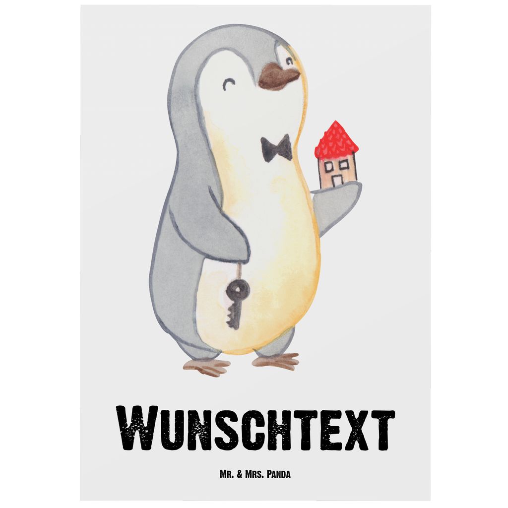 Mr. & Mrs. Panda Personalisierte Postkarte Immobilienmakler mit Herz - Weiß - Personalisierte Geschenke, Hauskauf, Kollegin, Karte mit Wunschtext,...