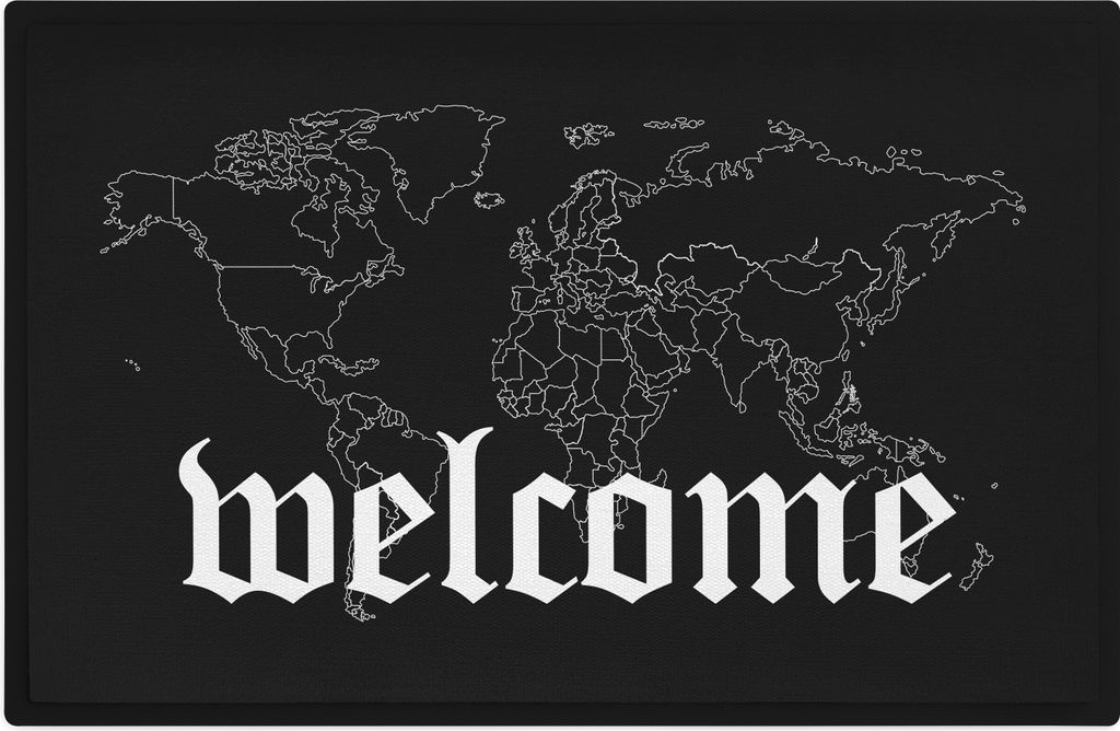 Trendation - Welcome Globus Grafik Fußmatte Geschenk Weltkarte Fussmatte Außen Innenbereich 60x40 cm