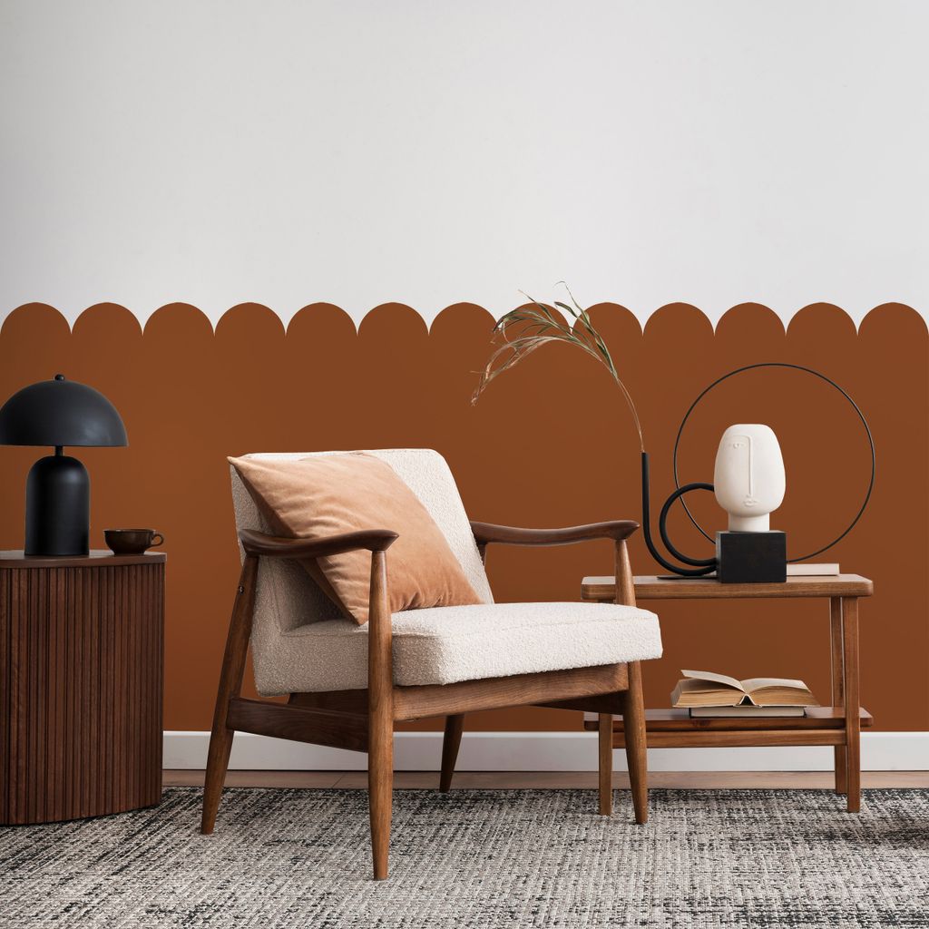 Muralo WANDTATTOO für Kinderzimmer Wandsticker Wandaufkleber Scallop-Border Form Rotbraun Br. 120 cm x Hö. 120 cm