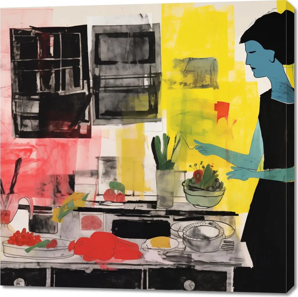 Tableau 100x100 cm Réflexions Culinaires : Égayez vos Murs de Cuisine