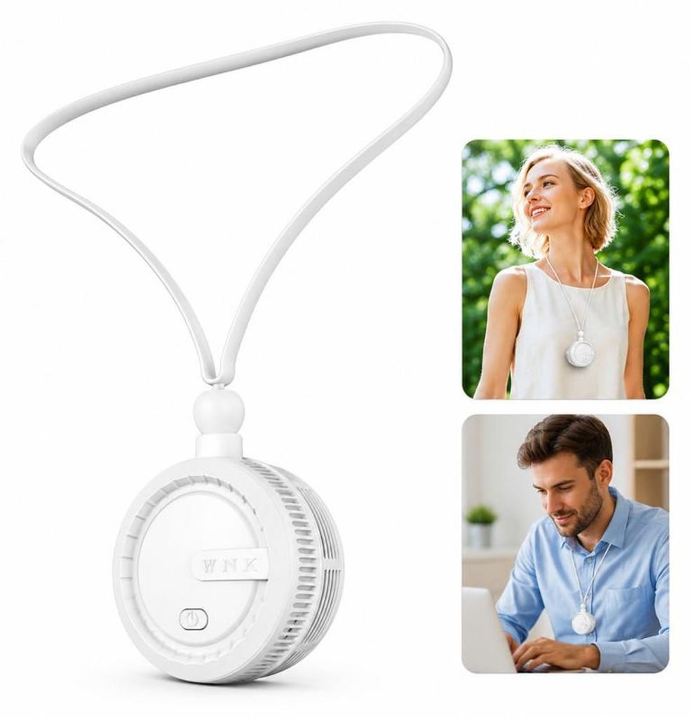 Neckventilator wiederaufladbar, leiser USB Nackenventilator Produktbild 