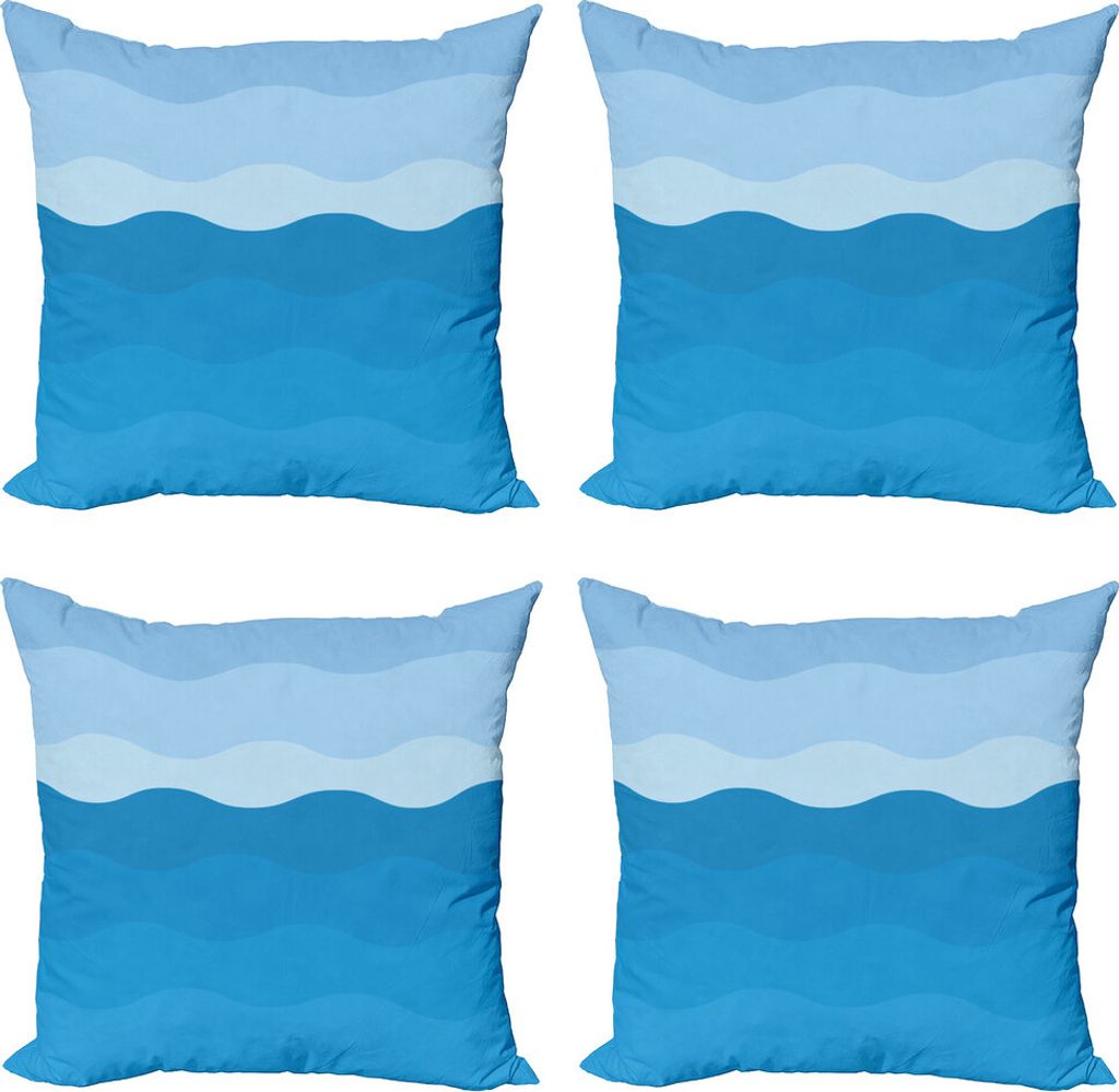 ABAKUHAUS Abstrakt Kissenbezug Set (4 Stück), Rhythmische Wellenförmige Motive Kunst, Moderner Doppelseitiger Digitaldruck, 60 cm x 60 cm, Himmel...