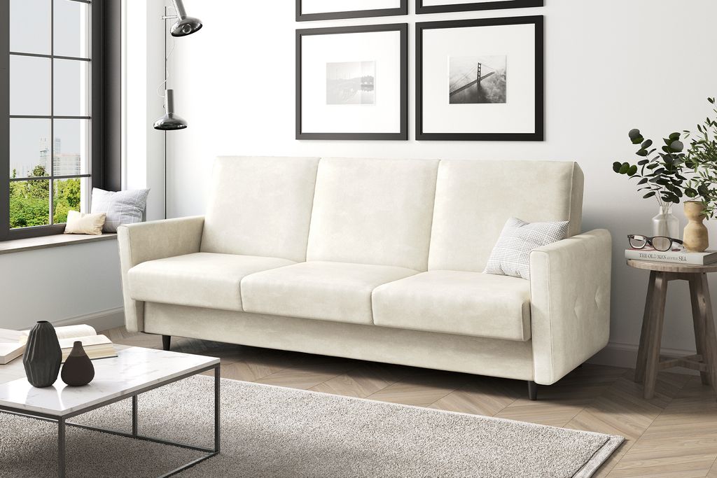 MEBLINI Sofa mit Schlaffunktion - Schlafcouch Ausziehbar - Schlafsofa mit Bettkasten - Sofabett - Couch mit Schlaffunktion - Klappsofa - ANDRES 2 -...