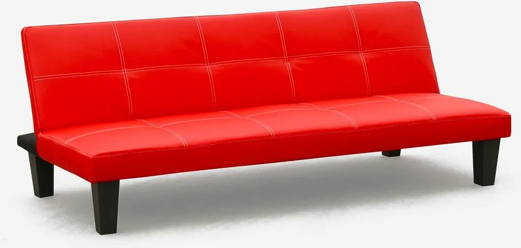 Canapé convertible 3 places rouge Topazio en similicuir durable