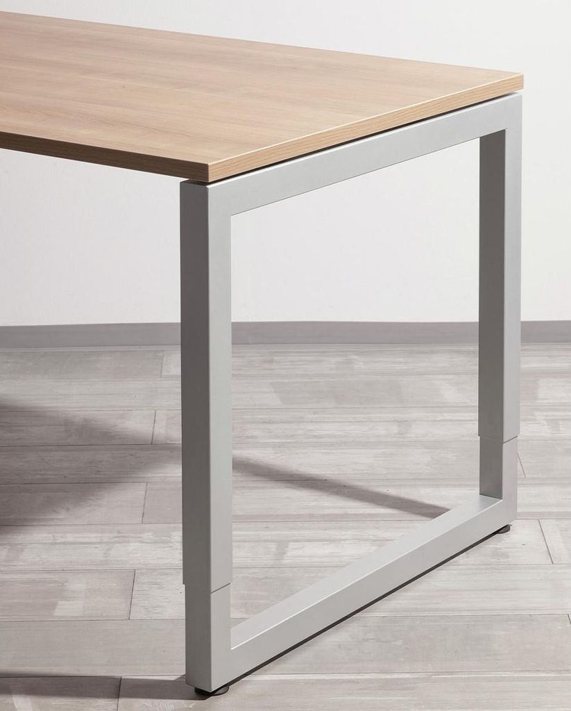 Winkeltisch R-Serie | Rahmen-Gestell | höheneinstellbar | extrem stabil, Farbe Tischplatte:Asteiche, Farbe Gestell:Silber