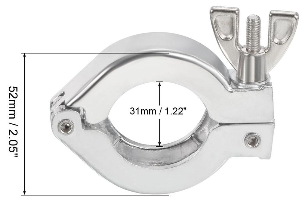 1Pack KF-25 Vakuum Klemme Aluminium Legierung Haltbare Einzelstift Schlauchklemme mit Spannmutter fš¹r Klemmring Silber