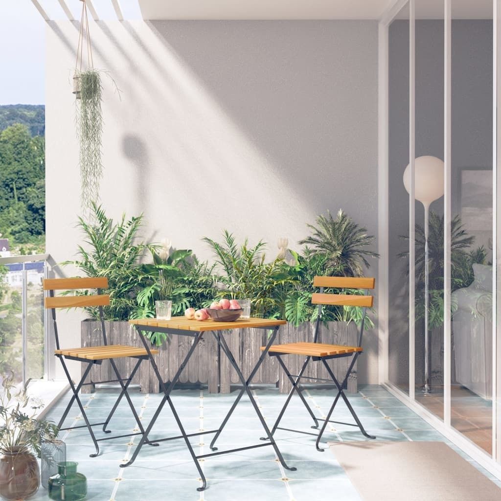 The Living Store 3-tlg. Bistro-Set Klappbar Massivholz Akazie