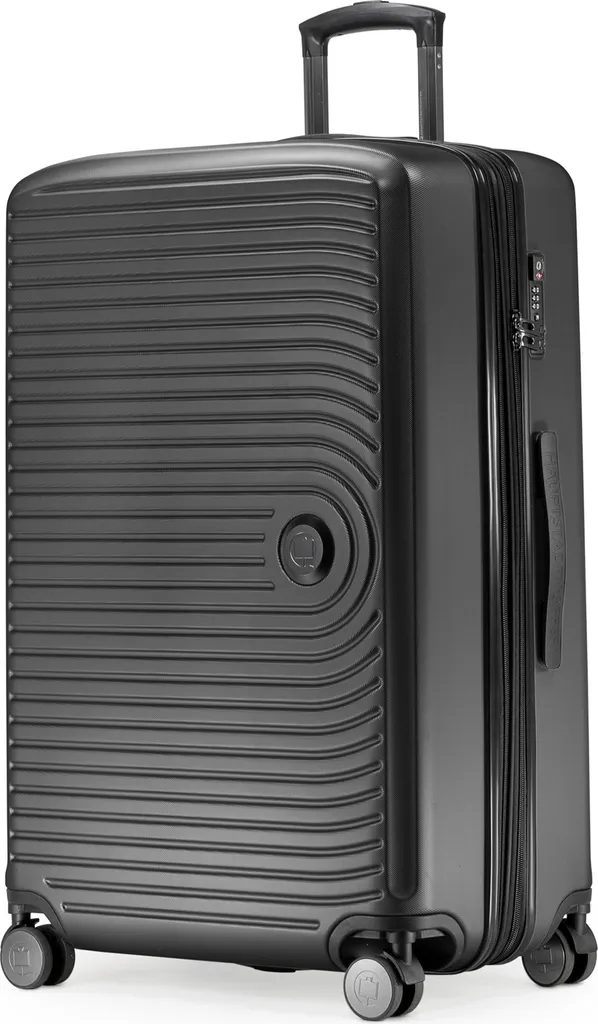 HAUPTSTADTKOFFER Centro - Valigia grande con 4 ruote doppie Valigia da viaggio XL con espansione, trolley robusto Valigia rigida TSA, 130 L, grafite