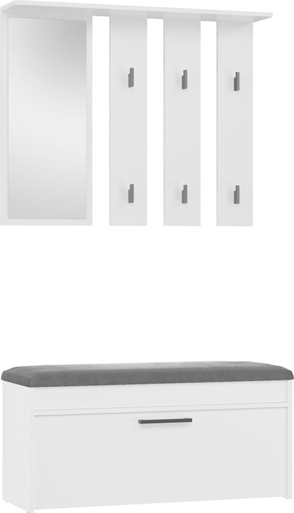 Selsey Parmani - Flurmöbel-Set mit Sitzbank und Spiegel, Weiß