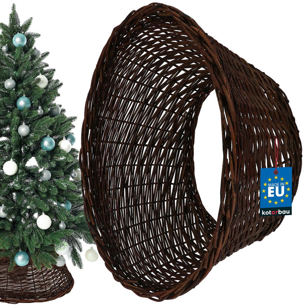 KOTARBAU Weihnachtsbaum Rock aus Weide Ø 55 cm, Dunkel Braun Christbaumständer aus Rattan Natur, Weihnachtsbaumkorb, Weihnachtsbaumständer Hülle