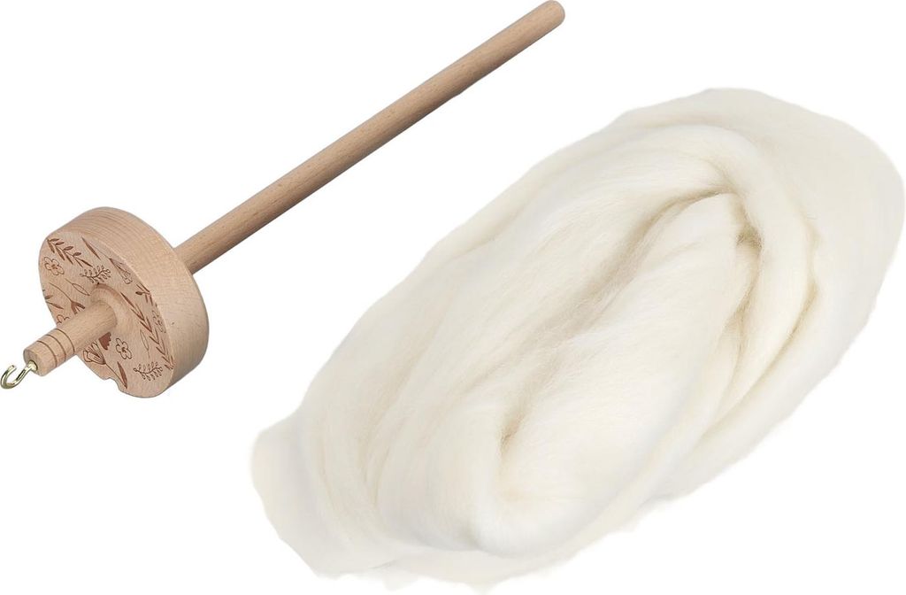 Hölzerne Tropfen Spindel Professionelle DIY -Garn -Spinn -Kit mit Wolltop für Anfänger -Nähzubehör