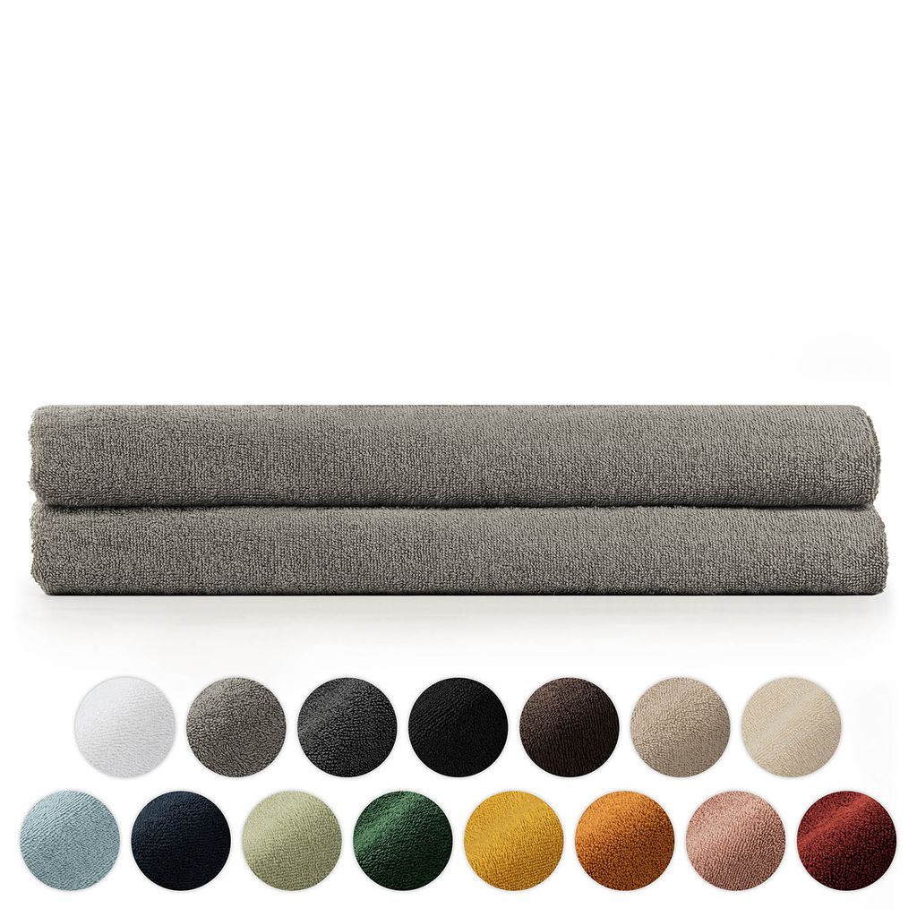 Blumtal Premium Frottier Handtücher Set mit Aufhängschlaufen - Baumwolle , weich, saugstark - 2X Saunatuch (80x200 cm), Grau