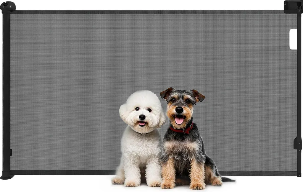 Barrière d'escalier rétractable pour animaux et chiens 0-140 cm noir