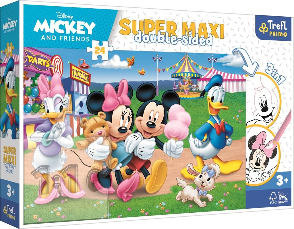 TREFL Wendepuzzle Mickey Mouse: Auf dem Jahrmarkt SUPER MAXI 24 Teile