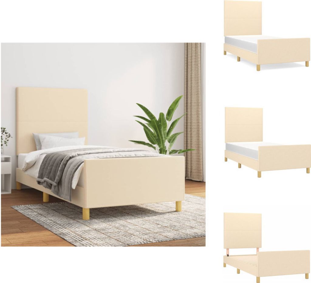 vidaXL Bettgestell mit Kopfteil Creme 100x200 cm Stoff -  Produktbild 