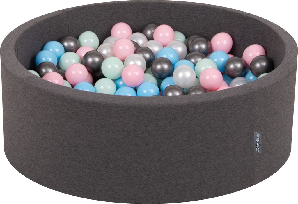 KiddyMoon Bällebad 90x30cm 300 Bälle ∅7cm Rund Bällepool Mit Bunten Bällen Für Babys Und Kinder