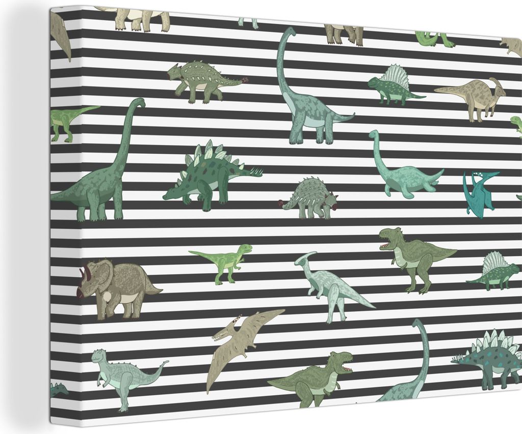 OneMillionCanvasses - Leinwandbilder - 140x90 cm, Kinderzimmer - Dinosaurier - Schwarz - Jungen - Mädchen - Kinder, Wandbilder Kunstdruck Wandde...