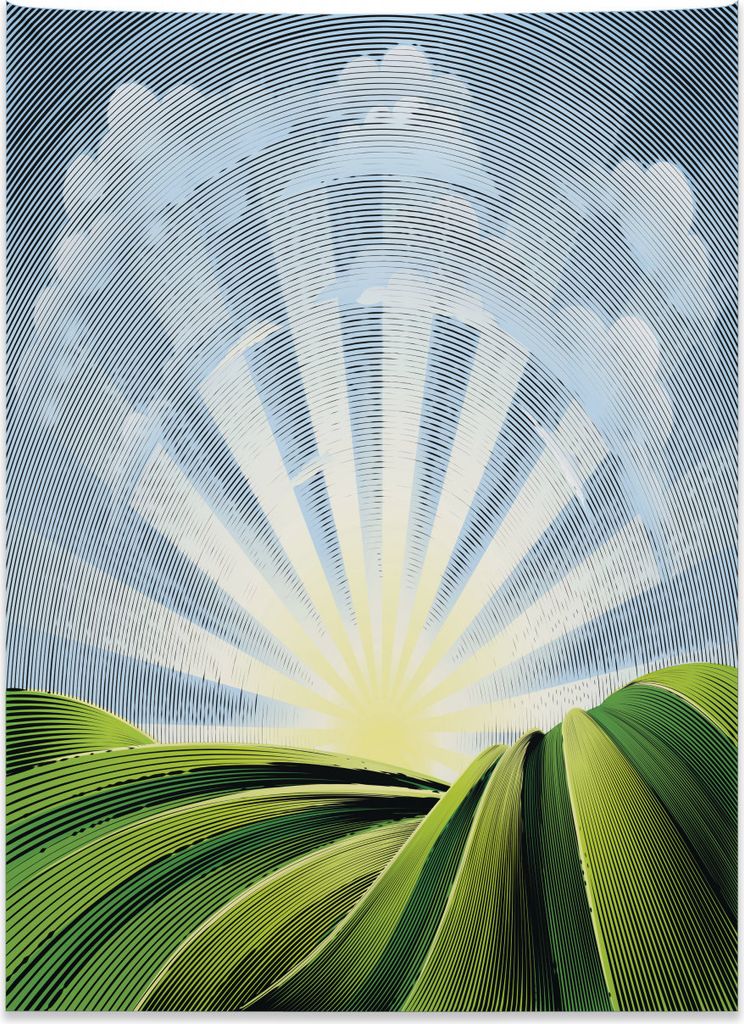 Abakuhaus Psychedelisch Wandteppich, Vintage Pastoral aus Weiches Mikrofaser Stoff Kein Verblassen Klare Farben Waschbar, 110 x 150 cm, Hellgelb Gr...