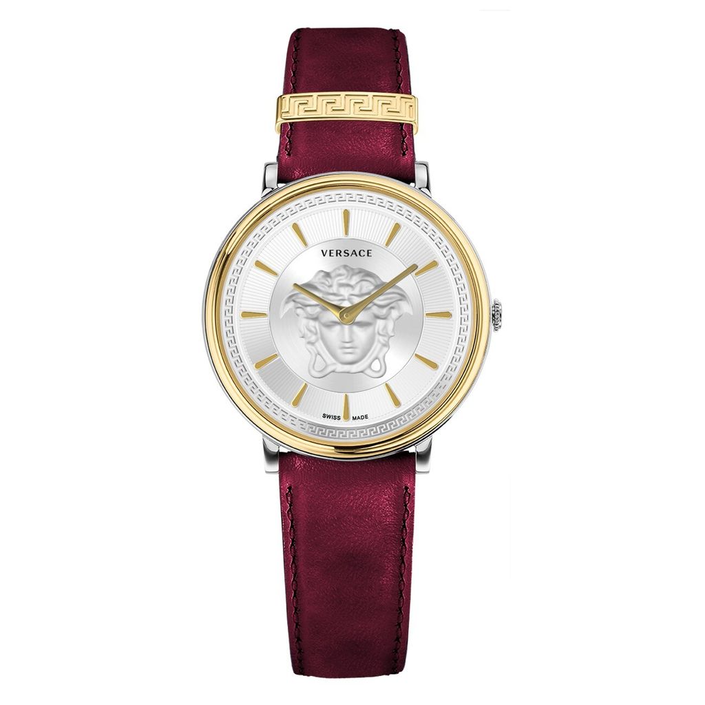 Versace VE8101819 V-Circle Lady gold silber rot Leder Armband Uhr Damen NEU