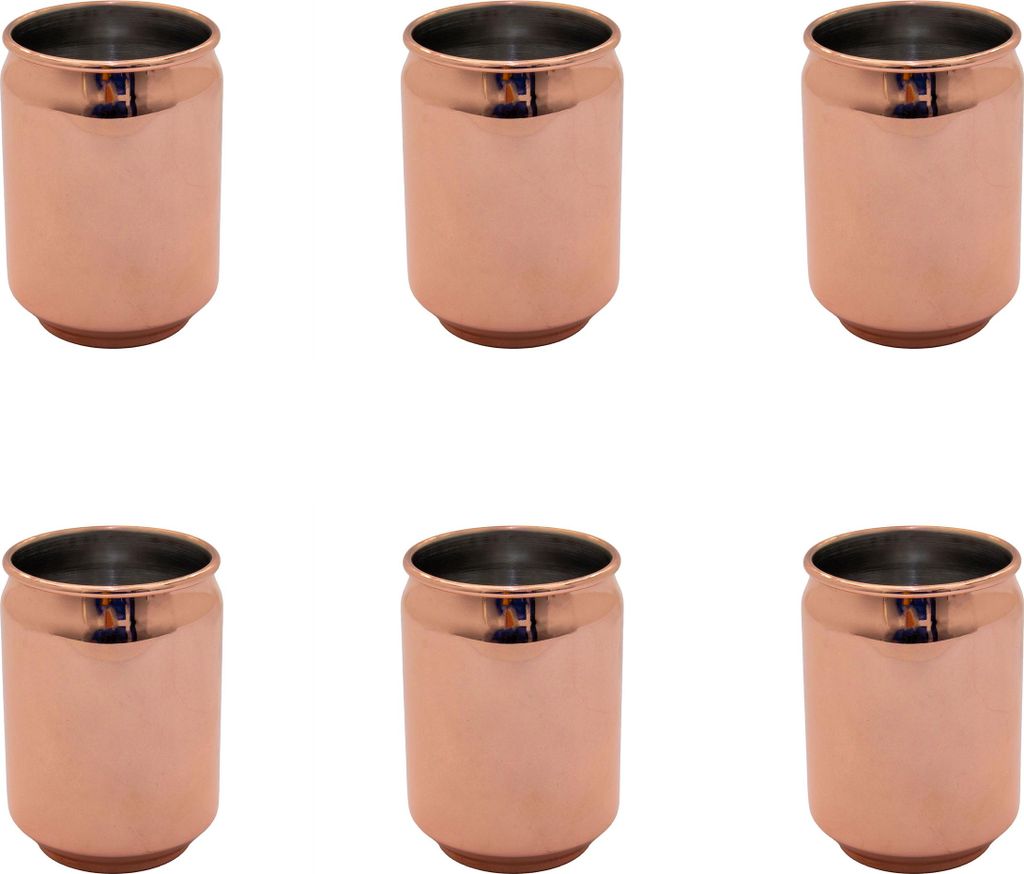 AcMax 6 Stück Becher Dosenform Kupferbecher gehämmert Cocktail Tasse